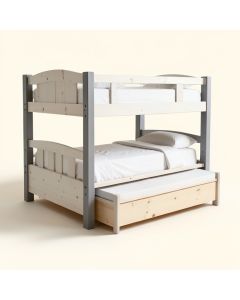 Twin Over Twin Solid Wood Bunk Bed With Trundle (synthetic illustration; no displayed measurements)
