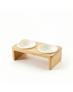 Alder Crest Pet Feeding Stand With Two Plain Empty Bowls - Ivory (synthetic illustration; no displayed measurements)