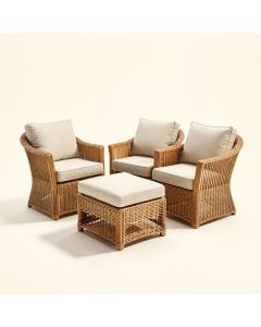 Heon Patio Furniture Outdoor Chair And Ottoman 5 Pieces Rattan Seating Group With Cushions (synthetic illustration; no displayed measurements)
