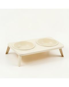 Maple Bluff Pet Feeding Stand With Two Plain Empty Bowls - Ivory (synthetic illustration; no displayed measurements)