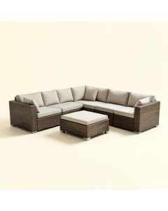 Patio Furniture 7 Piece Sectional Seating Group With Cushion (synthetic illustration; no displayed measurements)