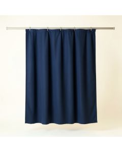 Meadow Branch Shower Curtain Hanging Flat From A Plain Rod - Navy (synthetic illustration; no displayed measurements)