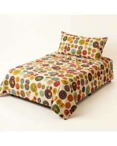 Retro Home 60S - 70S Style Geometric Round Shaped Design With Warm Colors Print Duvet Cover Set (synthetic illustration; no displayed measurements)