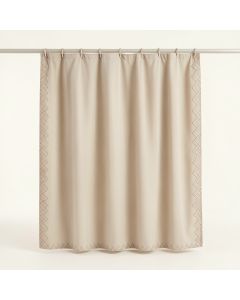 Lake Dell Shower Curtain Hanging Flat From A Plain Rod - Beige (synthetic illustration; no displayed measurements)