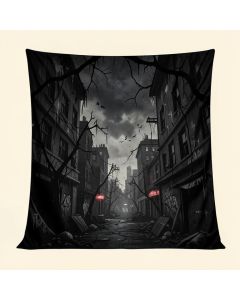 Graffiti Grunge Art Wall Several Creepy Underground City Urban Landscape Print Duvet Cover Set (synthetic illustration; no displayed measurements)