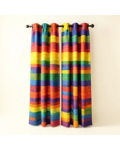 Cranford Colorful Home Rainbow Color Contour Display Futuristic Block Brick-Like Geometric Artisan Graphic Print & Text Semi-Sheer Rod Pocket Curtain Panel (synthetic illustration; no displayed measurements)