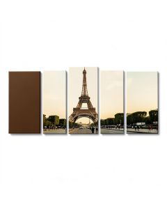 Paris Eiffel Tower Paris Postcard Design 5 Piece Wall Art On Wrapped Canvas Set (synthetic illustration; no displayed measurements)