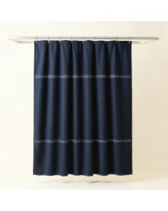 Holly Dell Shower Curtain Hanging Flat From A Plain Rod - Navy (synthetic illustration; no displayed measurements)