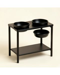 Lake Crossing Pet Feeding Stand With Two Plain Empty Bowls - Black (synthetic illustration; no displayed measurements)