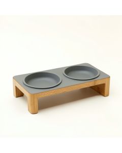 Harbor Dell Pet Feeding Stand With Two Plain Empty Bowls - Gray (synthetic illustration; no displayed measurements)