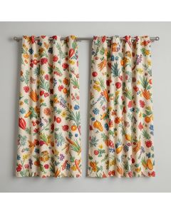 Colorful Spice Print Kitchen Curtain Pair (synthetic illustration; no displayed measurements)