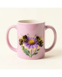 Bees In Love Two Bumble Bees Staring Lovingly At A Flower Coffee Mug (synthetic illustration; no displayed measurements)