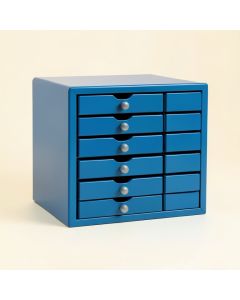 Meadow Crossing Small-Parts Storage Drawer Cabinet - Blue (synthetic illustration; no displayed measurements)