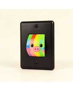 Rainbow Pig Cartoon Cute Pigs Cartoony Anime Style On Black 1-Gang Toggle Light Switch Wall Plate (synthetic illustration; no displayed measurements)
