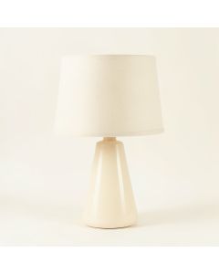Heath Bridge Table Lamp With A Plain Fabric Shade - Cream (synthetic illustration; no displayed measurements)