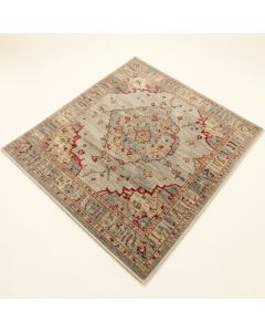Punchard Oriental Machine Made Power Loom Wool/Polyester Beige/Gray/Red Area Rug (synthetic illustration; no displayed measurements)