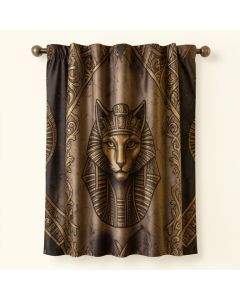 Occult Vintage Legendary Mystical Egyptian Cat Eye Of God Horus Sphinx Icon Design Graphic Print & Text Semi-Sheer Rod Pocket Curtain Panel (synthetic illustration; no displayed measurements)