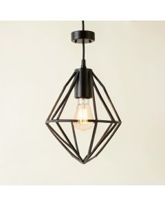 Maeve 1 - Light Unique / Statement Geometric Pendant With Wrought Iron Accents (synthetic illustration; no displayed measurements)
