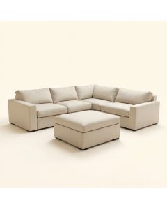 Lavery 124 '' Wide Left Hand Facing Modular Sectional With Ottoman (synthetic illustration; no displayed measurements)
