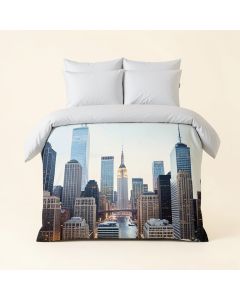 New York With Urban Skyscrapers Duvet Cover Set (synthetic illustration; no displayed measurements)