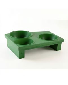 Ash Brook Pet Feeding Stand With Two Plain Empty Bowls - Green (synthetic illustration; no displayed measurements)