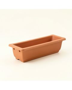 Pine Dale Empty Railing Planter With Integral Brackets - Terracotta (synthetic illustration; no displayed measurements)