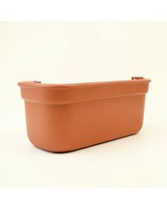 Hazel Crossing Empty Railing Planter With Integral Brackets - Terracotta (synthetic illustration; no displayed measurements)