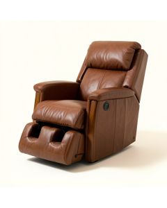 Saturn Genuine Leather Reclining Heated Massage Chair (synthetic illustration; no displayed measurements)