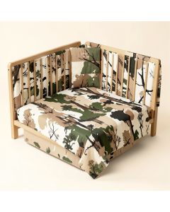 Woodland Camo 4 Piece Crib Bedding Set (synthetic illustration; no displayed measurements)