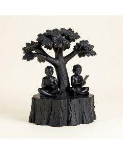 Cerys Two Kids On A Tree Log Reading Statue (synthetic illustration; no displayed measurements)