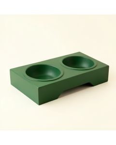 Olive Bluff Pet Feeding Stand With Two Plain Empty Bowls - Green (synthetic illustration; no displayed measurements)