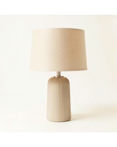 Hill Crest Table Lamp With A Plain Fabric Shade - Beige (synthetic illustration; no displayed measurements)