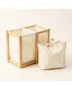 Maple Crest Laundry Sorting Station With Plain Removable Bags - Cream (synthetic illustration; no displayed measurements)