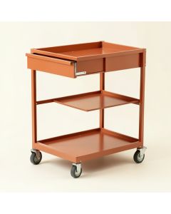 Rowan Branch Empty Rolling Workshop Cart - Terracotta (synthetic illustration; no displayed measurements)