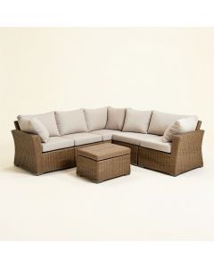 Aeddan 6 Piece Rattan Sectional Seating Group With Cushions (synthetic illustration; no displayed measurements)