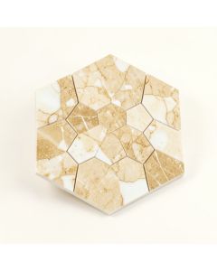 Calacatta Gold Hexagon Mounted 1 '' X 1 '' Marble Mosaic In White (synthetic illustration; no displayed measurements)