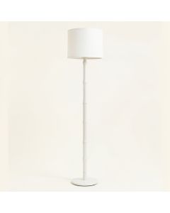River Arc Floor Lamp With A Plain Fabric Shade - White (synthetic illustration; no displayed measurements)