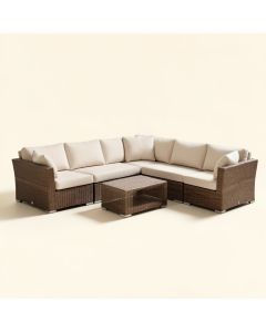 Abbdelrahmane Patio 5 Piece Sectional Seating Group With Cushions (synthetic illustration; no displayed measurements)