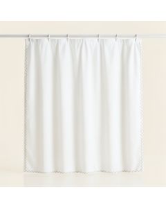 Hill Edge Shower Curtain Hanging Flat From A Plain Rod - White (synthetic illustration; no displayed measurements)