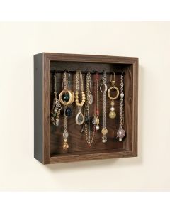 Rustic Jewelry Organizer With Bracelet Rod Wall Mounted - Wooden Wall Mount Holder For Earrings (synthetic illustration; no displayed measurements)