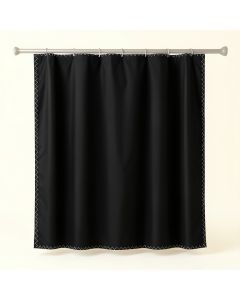 Fern Dale Shower Curtain Hanging Flat From A Plain Rod - Black (synthetic illustration; no displayed measurements)