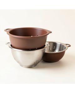 Kraus Kore Stainless Steel 3 Piece Colander Set (synthetic illustration; no displayed measurements)