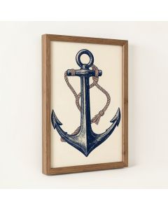 Nautical And Coastal Blue Rustic Anchor Nautical Watercrafts - Graphic Art Print (synthetic illustration; no displayed measurements)