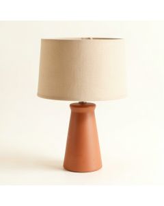 Flint Bluff Table Lamp With A Plain Fabric Shade - Terracotta (synthetic illustration; no displayed measurements)