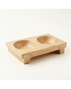 Clay Bluff Pet Feeding Stand With Two Plain Empty Bowls - Beige (synthetic illustration; no displayed measurements)