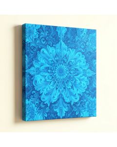 Bright Blue Fractal Floral Pattern Graphic Art On Wrapped Canvas (synthetic illustration; no displayed measurements)