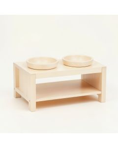 Heath Bend Pet Feeding Stand With Two Plain Empty Bowls - Ivory (synthetic illustration; no displayed measurements)