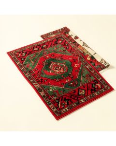 Geometric Machine Made Power Loom Wool And Polyester Red/Green/Black Area Rug (synthetic illustration; no displayed measurements)