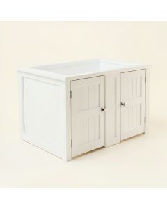 Bay Bend Empty Furniture-Style Litter Enclosure - White (synthetic illustration; no displayed measurements)