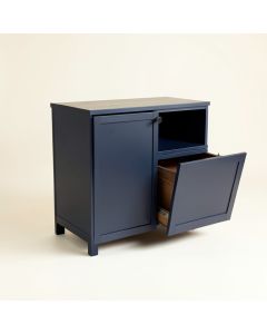 River Dell Freestanding Pull-Out Hamper Cabinet - Navy (synthetic illustration; no displayed measurements)